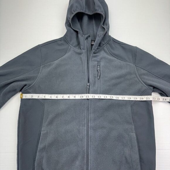 Reebok Gray Full Zip Hooded Fleece Jacket Mens Size Medium Gym Running Athletic - Picture 4 of 9